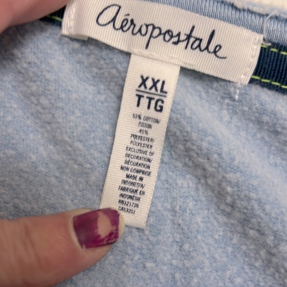 AEROPOSTALE 🦋 BLUE/GREEN TRIM COTTON BLEND LONG SLEEVE TSHIRT TOP Women’s XXL - Picture 5 of 6